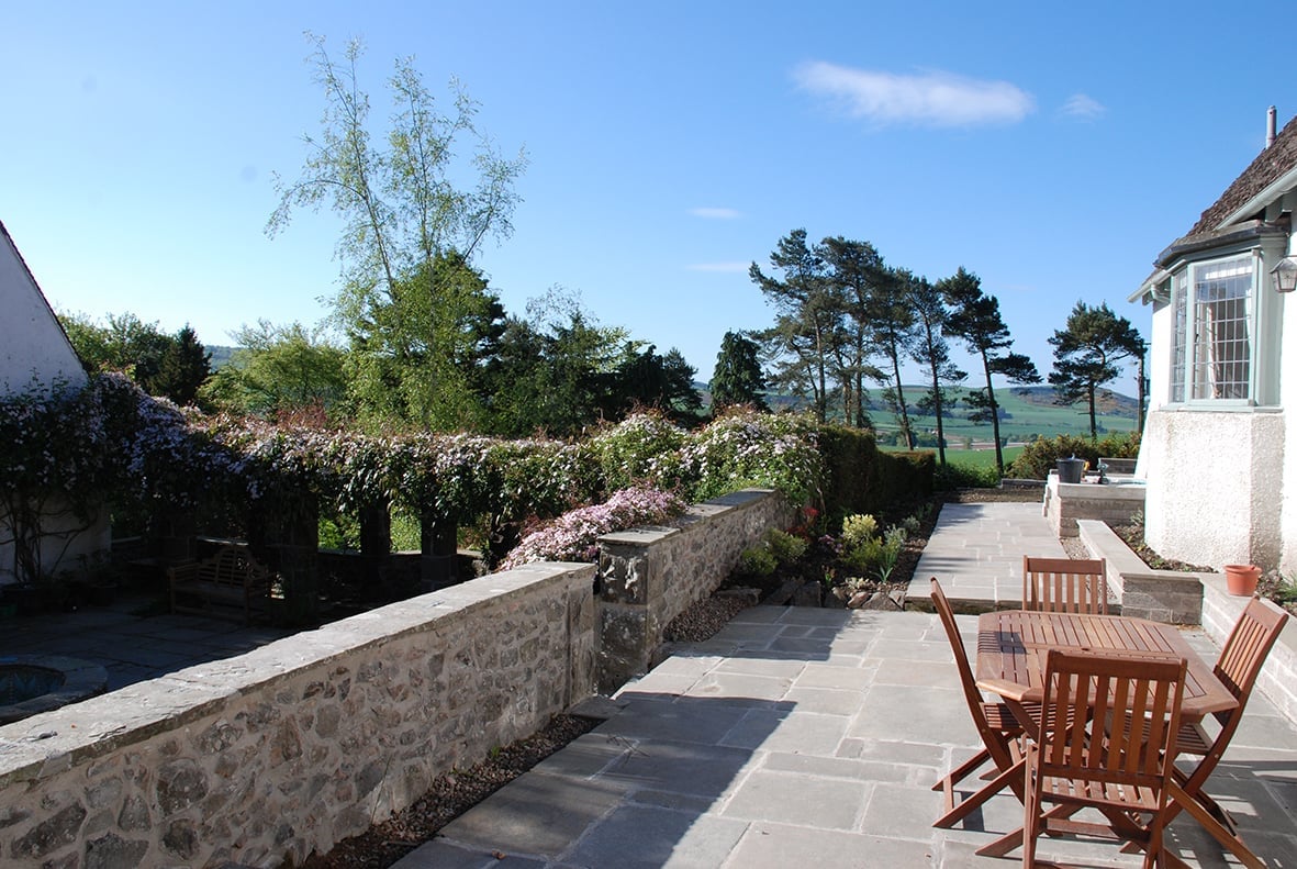 The terrace outside Valentines Cottage